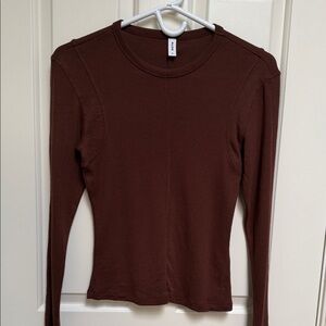 KOTN sz S Coffee brown seamed long sleeve tee